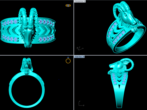 Goats head ring - Goat ring - N1025 3D Print Model