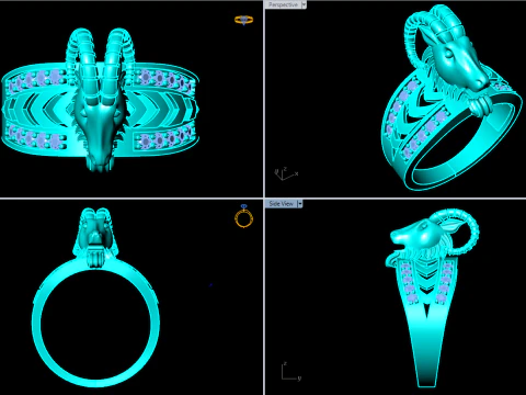 Goats head ring - Goat ring - N1025 3D Print Model