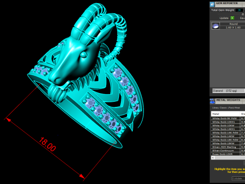 Goats head ring - Goat ring - N1025 3D Print Model