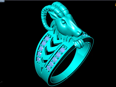 Goats head ring - Goat ring - N1025 3D Print Model