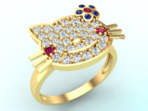 Hello kitty ring - Cat ring - Womens ring - N161 3D Print Model