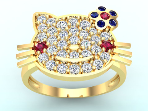 Hello kitty ring - Cat ring - Womens ring - N161 3D Print Model