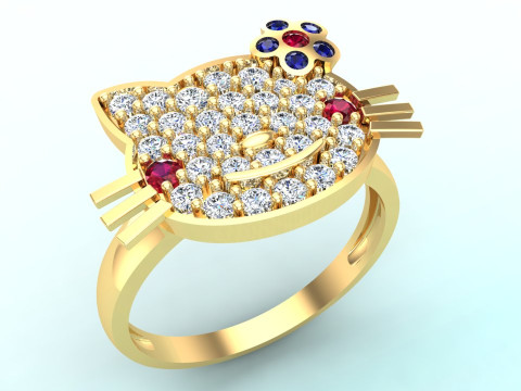 Hello kitty ring - Cat ring - Womens ring - N161 3D Print Model