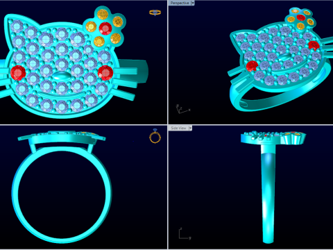 Hello kitty ring - Cat ring - Womens ring - N161 3D Print Model