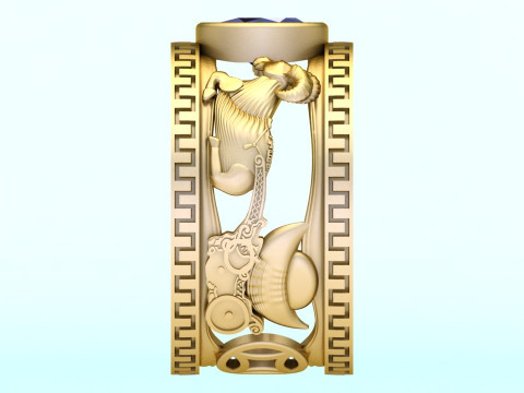 Anel de cabra - Anel de pedra oval - Anel masculino - N3887 Modelo de Impressão 3D