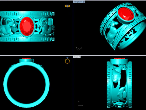 Goat ring - Oval stone ring - Mens ring - N3887 3D Print Model