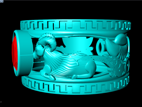 Anel de cabra - Anel de pedra oval - Anel masculino - N3887 Modelo de Impressão 3D