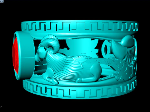 Goat ring - Oval stone ring - Mens ring - N3887 3D Print Model