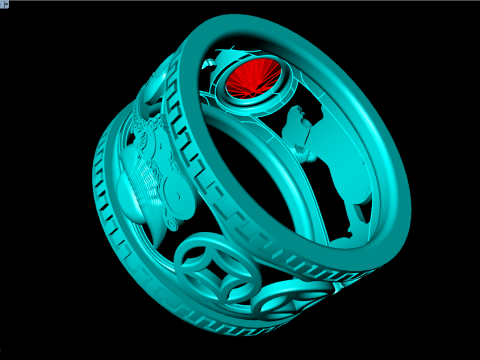 Anel de cabra - Anel de pedra oval - Anel masculino - N3887 Modelo de Impressão 3D