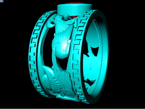 Anel de cabra - Anel de pedra oval - Anel masculino - N3887 Modelo de Impressão 3D