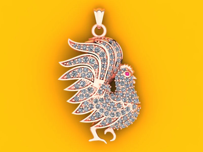 Chicken Pendant - N257 3D Print Model .c4d .max .obj .3ds .fbx .stl .blend 