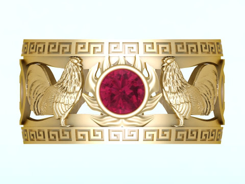 Anel de frango duplo - Anel de frango - Anel masculino - N5376 Modelo de Impressão 3D