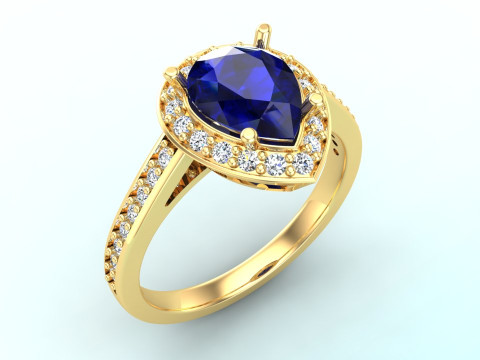 Anel de diamante - Anel gota d'&aacute;gua - Anel feminino - Anel de pedra p&ecirc;ra - N533 Modelo de Impressão 3D