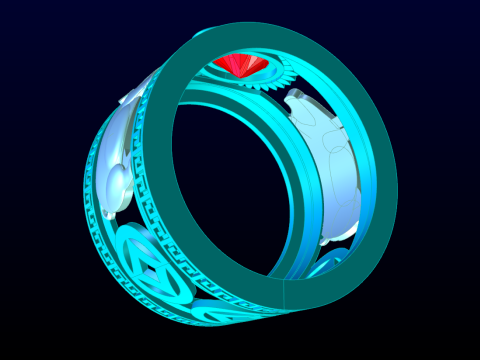 Anel Twin Pigs - Anel de porco - Anel de pedra oval - Anel masculino - N714 Modelo de Impressão 3D