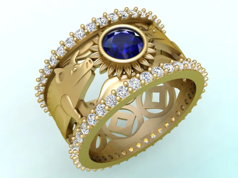 Anel de porco duplo - Anel de porco - Anel masculino - N5231 Modelo de Impressão 3D