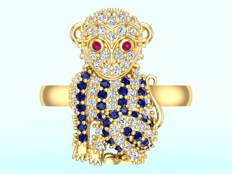 Monkey ring - Womens ring - N767 3D Print Model .c4d .max .obj .3ds .fbx .stl .blend 