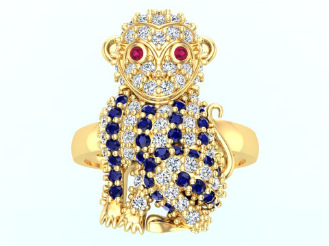 Monkey ring - Womens ring - N767 3D Print Model