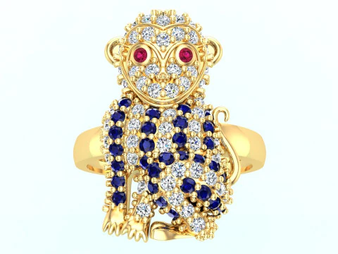 Monkey ring - Womens ring - N767 3D Print Model
