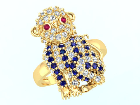 Monkey ring - Womens ring - N767 3D Print Model