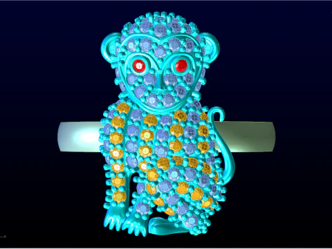 Monkey ring - Womens ring - N767 3D Print Model