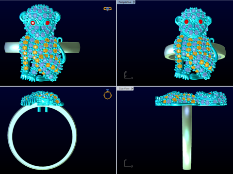 Monkey ring - Womens ring - N767 3D Print Model