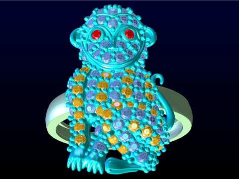 Monkey ring - Womens ring - N767 3D Print Model