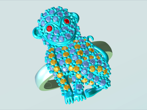 Monkey ring - Womens ring - N767 3D Print Model