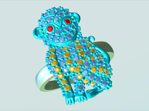Monkey ring - Womens ring - N767 3D Print Model