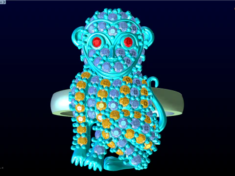 Monkey ring - Womens ring - N767 3D Print Model