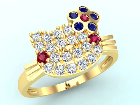Hello kitty ring - Cat ring - Womens ring - N162 3D Print Model