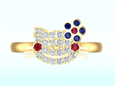 Hello kitty ring - Cat ring - Womens ring - N162 3D Print Model