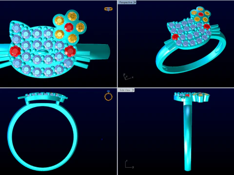 Hello kitty ring - Cat ring - Womens ring - N162 3D Print Model