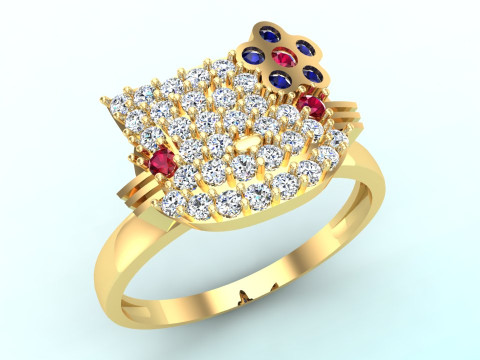 Anel Hello Kitty - Anel gato - Anel feminino - N147 Modelo de Impressão 3D