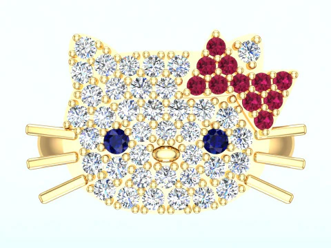 Hello kitty ring - Cat ring - Womens ring - N150 3D Print Model