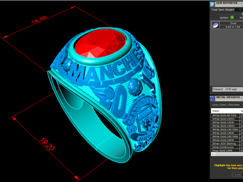 Бойові персні - Армійські персні - Перстень Манчестер Юнайтед - N913 3D Принт Модель