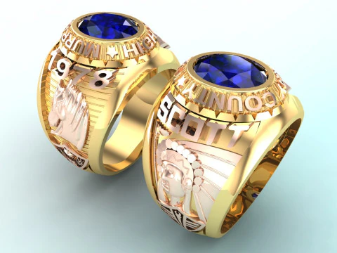 Anel de guerra - Anel de cavalo - Anel do exército - Anel de pedra oval - N516 Modelo de Impressão 3D