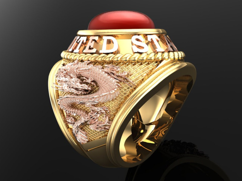Dragon ring - Army ring - War ring - Oval stone ring - N1158 3D Print Model .c4d .max .obj .3ds .fbx .stl .blend 