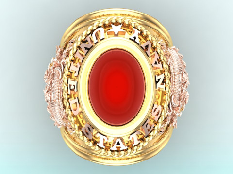 Dragon ring - Army ring - War ring - Oval stone ring - N1158 3D Print Model