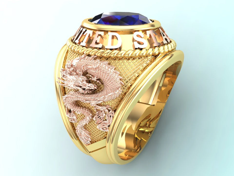 Dragon ring - Army ring - War ring - Oval stone ring - N500 3D Print Model .c4d .max .obj .3ds .fbx .stl .blend