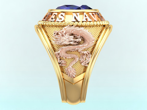 Dragon ring - Army ring - War ring - Oval stone ring - N500 3D Print Model