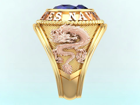 Dragon ring - Army ring - War ring - Oval stone ring - N500 3D Print Model