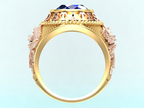 Dragon ring - Army ring - War ring - Oval stone ring - N500 3D Print Model