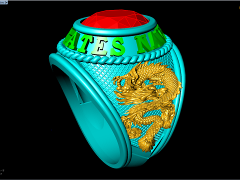 Dragon ring - Army ring - War ring - Oval stone ring - N500 3D Print Model