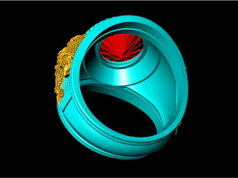 Dragon ring - Army ring - War ring - Oval stone ring - N500 3D Print Model