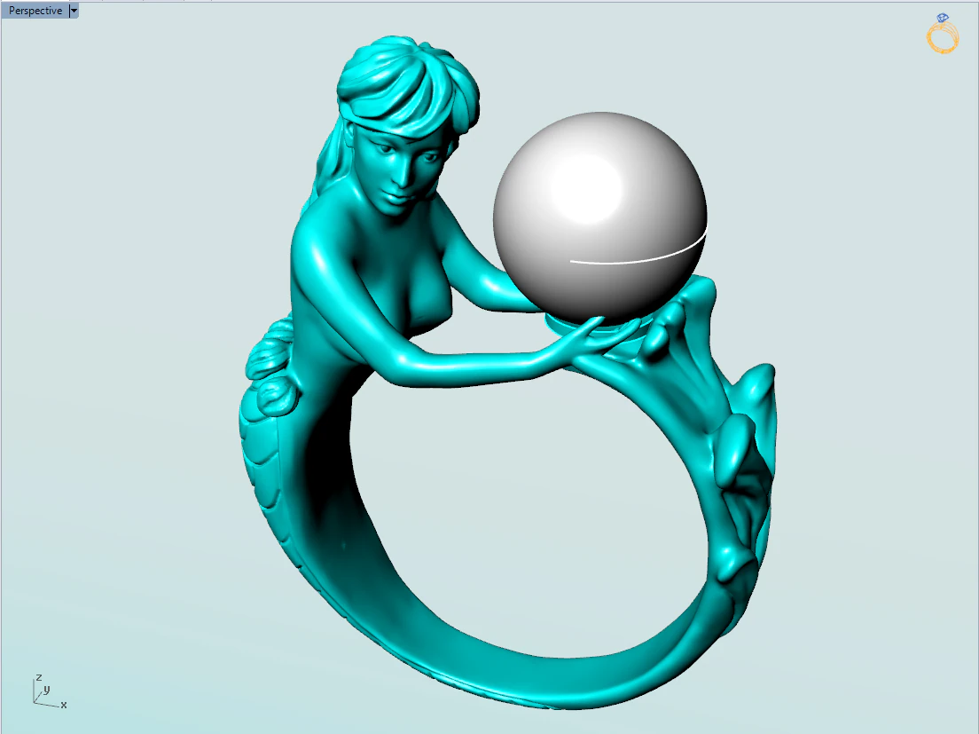 Mermaid ring - Mermaid pearl ring - Women ring - N737 3D Print Model .c4d .max .obj .3ds .fbx .stl .blend 