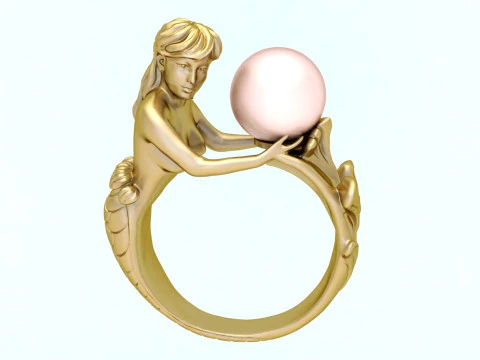 Mermaid ring - Mermaid pearl ring - Women ring - N737 3D Print Model