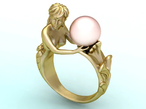 Mermaid ring - Mermaid pearl ring - Women ring - N737 3D Print Model