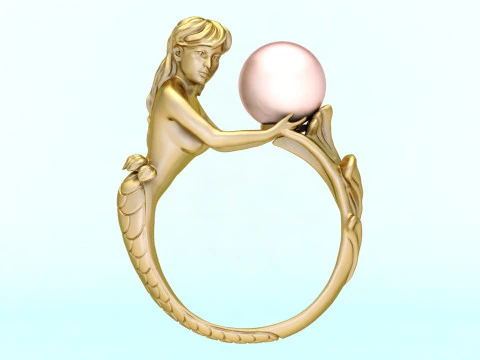 Mermaid ring - Mermaid pearl ring - Women ring - N737 3D Print Model