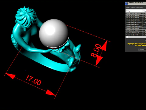 Mermaid ring - Mermaid pearl ring - Women ring - N737 3D Print Model