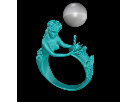 Mermaid ring - Mermaid pearl ring - Women ring - N737 3D Print Model